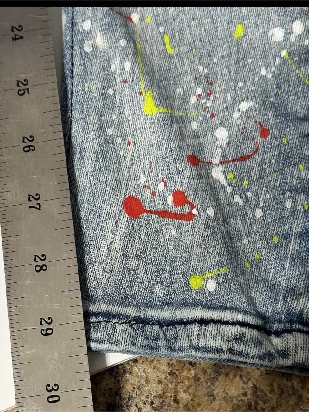 MacKeen Market Hale Jeans Mens 30 Paint Splatter Distressed Skinny Moto Zippers